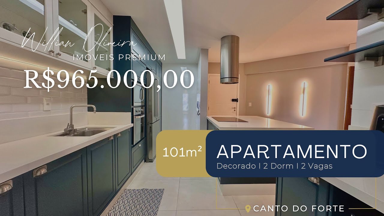 APARTAMENTO MOBILIADO: 2 DORM 2 VAGAS PARA CARRO ELETRICO E HIBRIDO NO CANTO DO FORTE PRAIA GRANDE