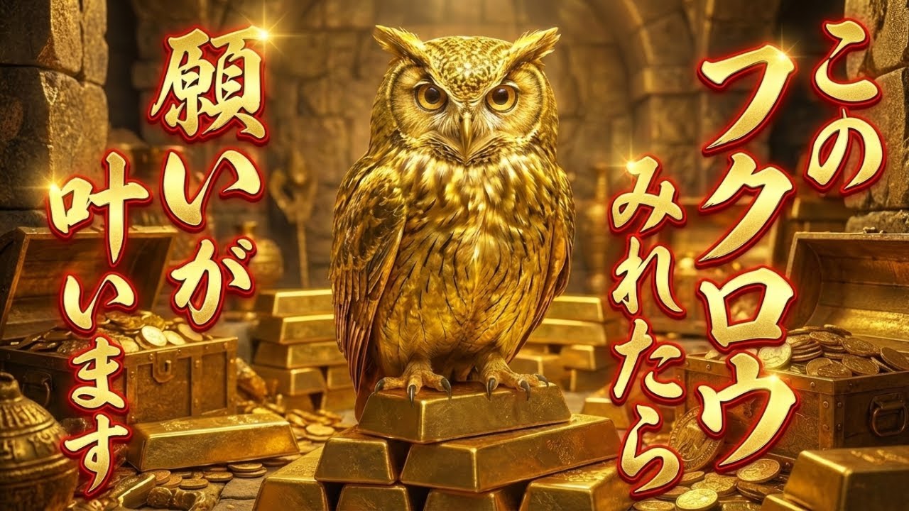 【緊急】※このフクロウを見れたら、願いが叶います。黄金の頷きは、神様からの「お告げ」です【金運音楽】