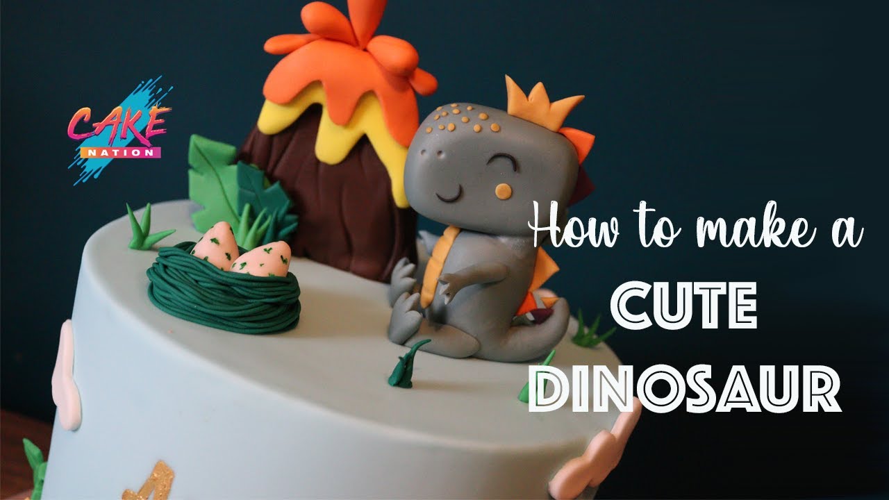 CAKE NATION | How To Make a Cute Fondant Dinosaur Cake Topper