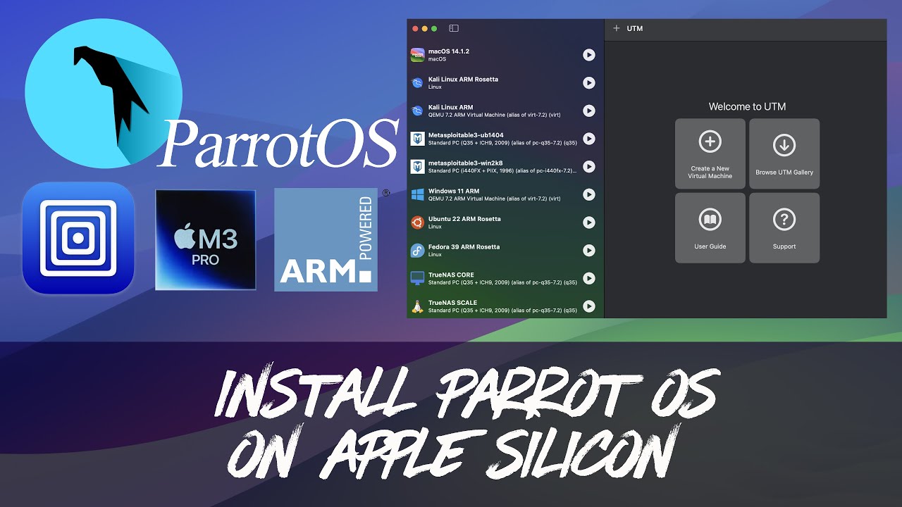 🐦 UTM — Установка Parrot Security OS на Apple Silicon | Руководство по виртуализации QEMU