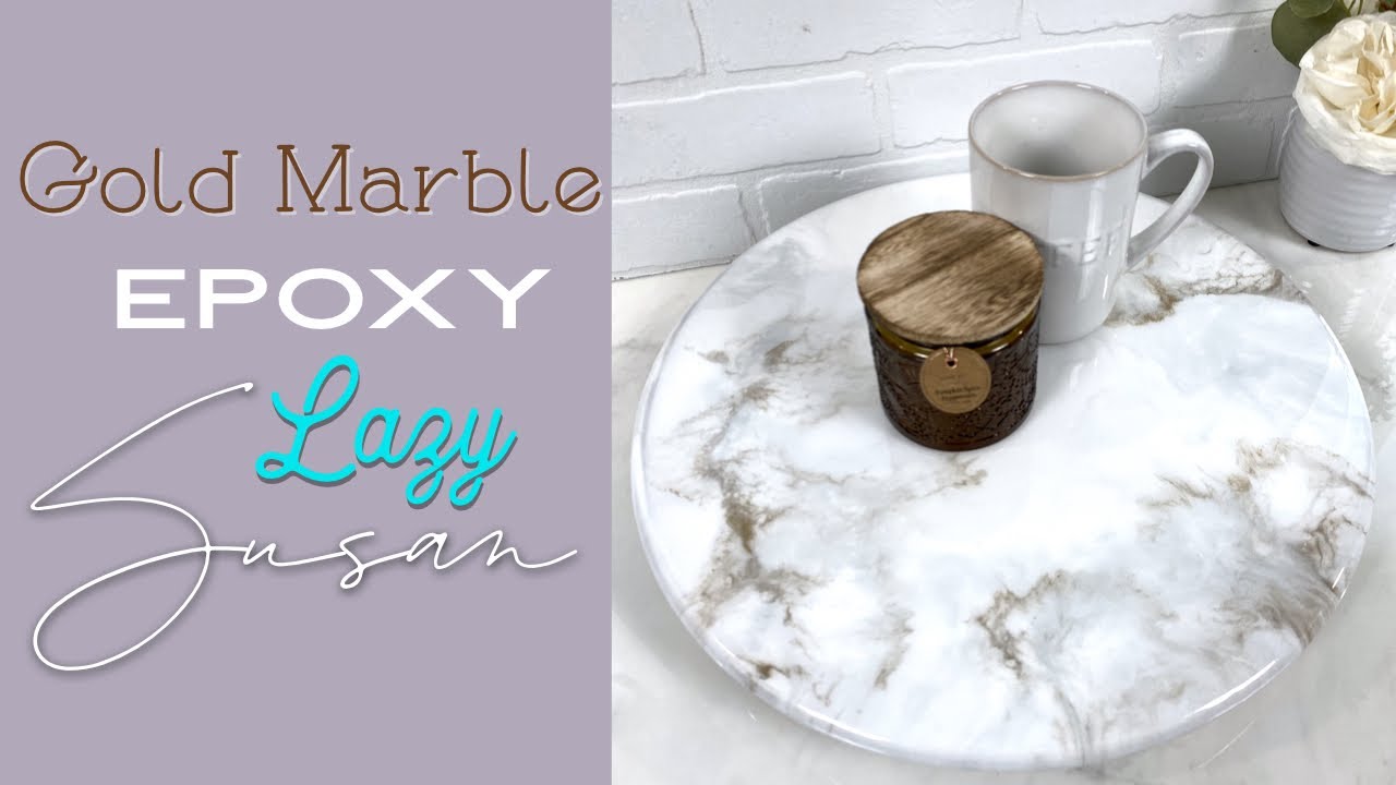 EPOXY TUTORIAL: Gold Marble Lazy Susan!