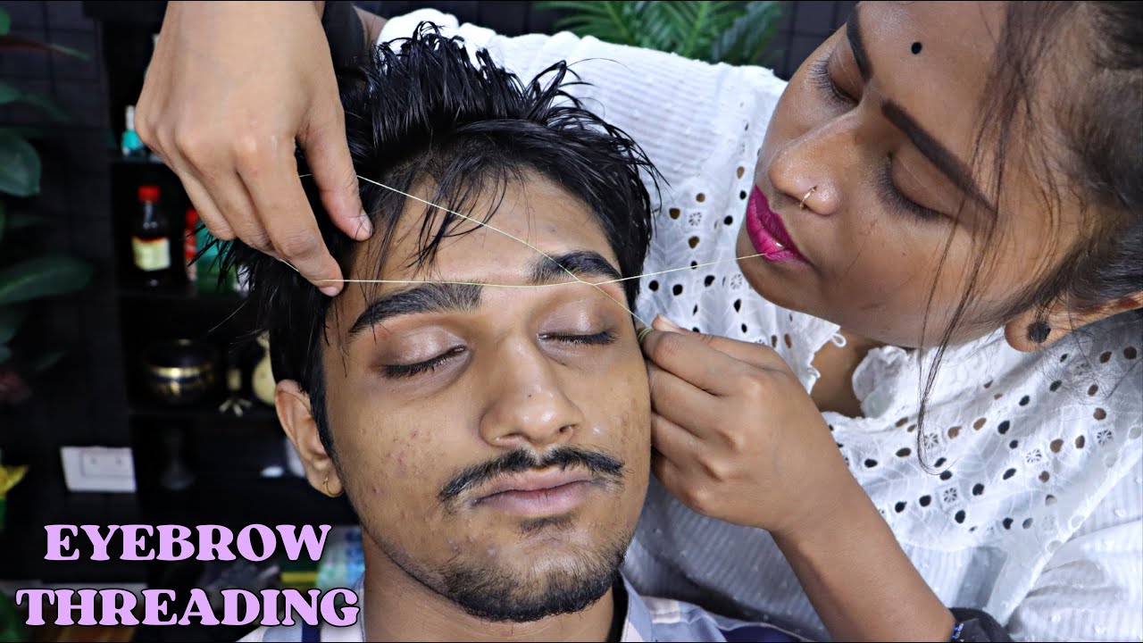 Eyebrow Threading by Barber Girl Pakhi | Threading ASMR | Neck Cracking