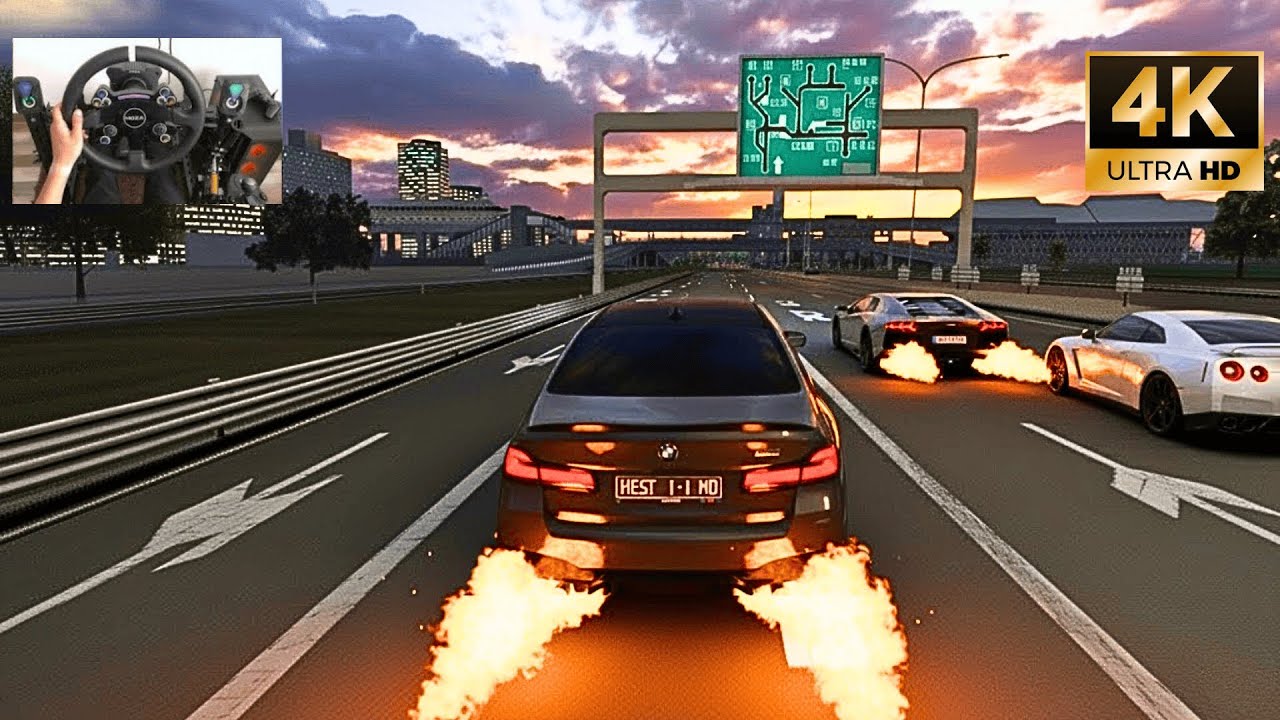 869HP BMW M5 COMPETITION F90 vs LAMBORGHINI AVENTADOR | NO HESI TRAFFIC CUT UP ASSETTO CORSA MOZA R9