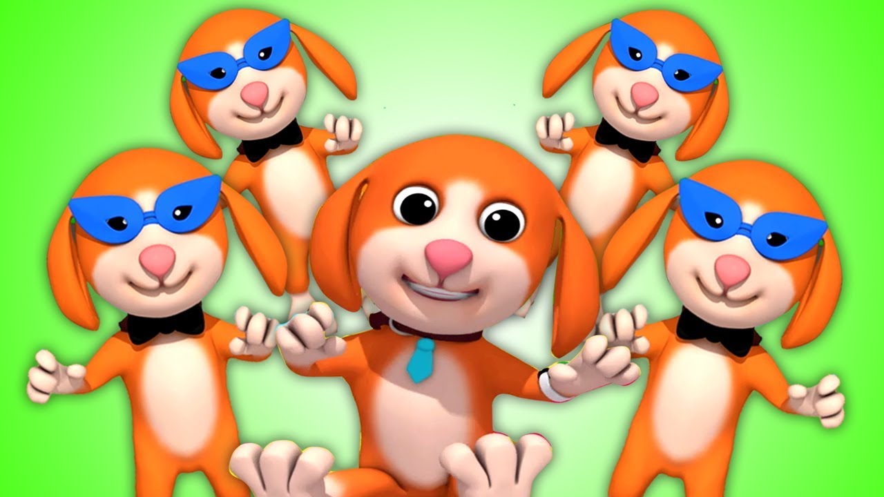 cinq petit chiot | sauter sur le lit | chien chanson | Five Little Puppy | Kids ABC TV Fran&ccedil;aise