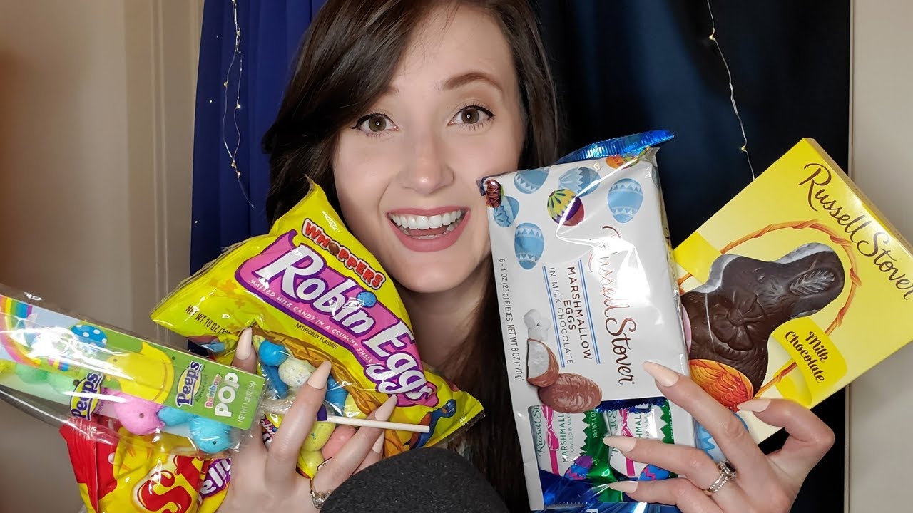 ASMR | Eating Easter Candy | Chocolate Bunny | Cadbury Egg | Marshmallow Peeps | Whispered