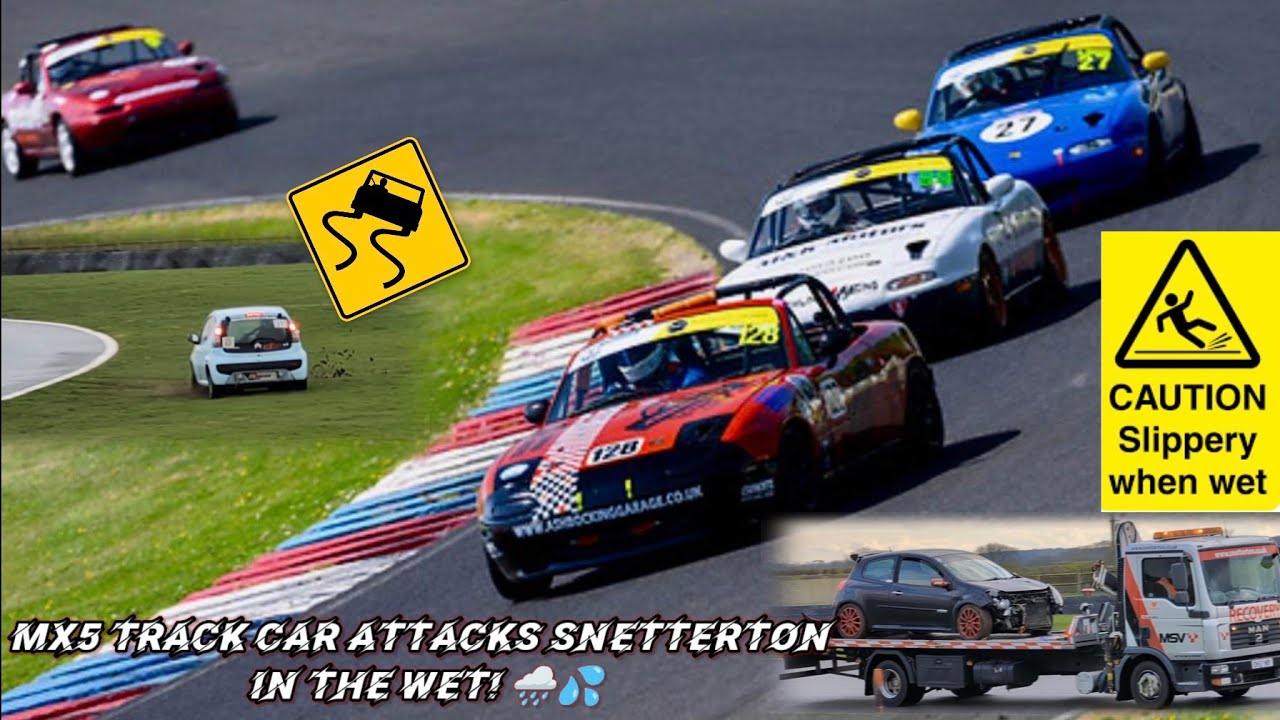 Slipping n Sliding around Snetterton 🏁 17/03/24 MX5 Eunos Track Car JDM Cars Crash into Barrier 💥🚗💨😬