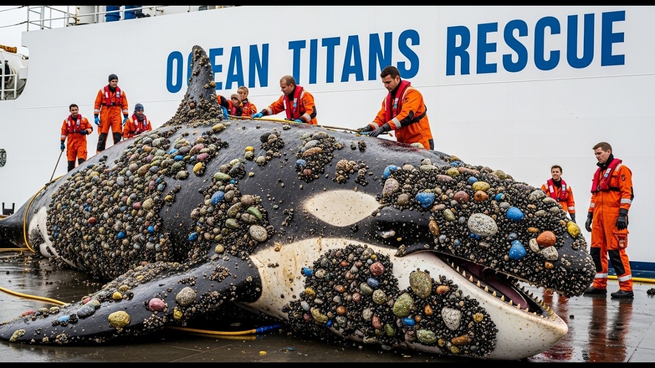 Замороженный от боли😫 — 🦈Спасена огромная косатка, покрытая ракушками🐚