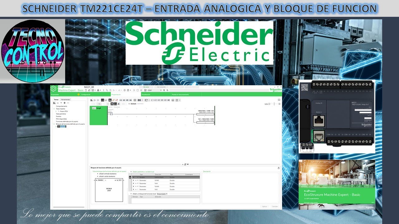 SCHNEIDER TM221CE24T – ENTRADA ANALOGICA Y BLOQUE DE FUNCION