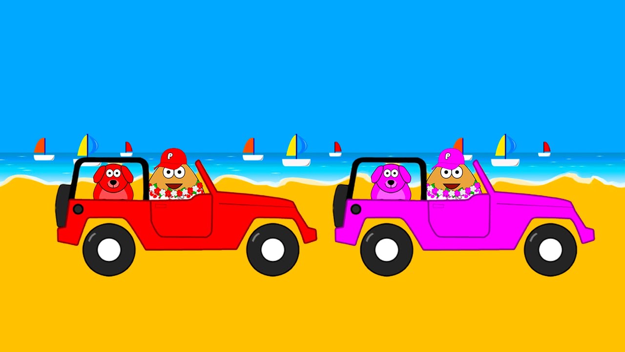 POU DE VERÃO - CORRIDA NA PRAIA 🚗 | Pou Vlogs