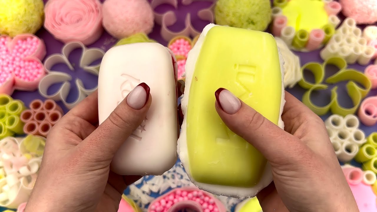 Oddly satisfying ASMR video | Peeling off the film | Soap crushing boxes with foam