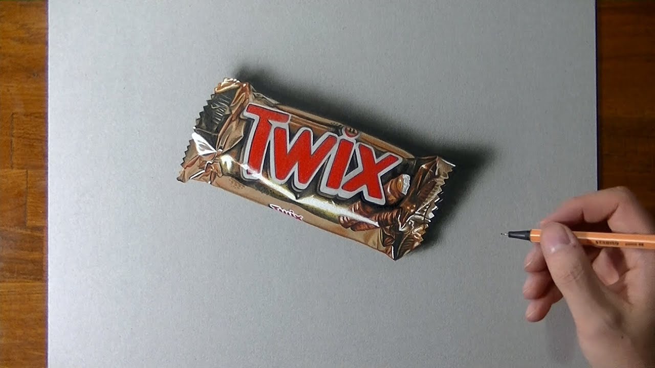 Drawing Time Lapse:Twix bar - Hyperrealistic art