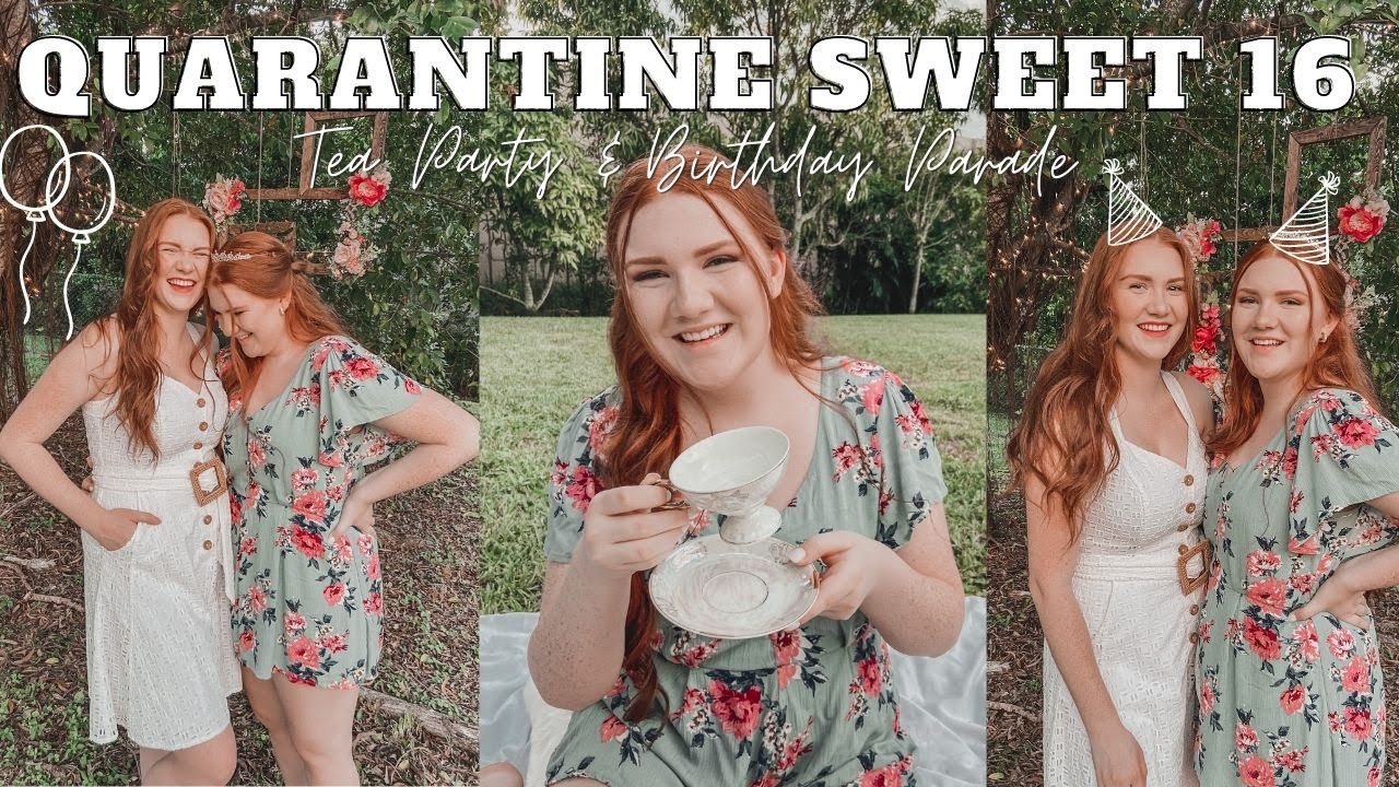 QUARANTINE SWEET 16 VLOG | boho tea party & SURPRISE BIRTHDAY PARADE, how we celebrated & how to