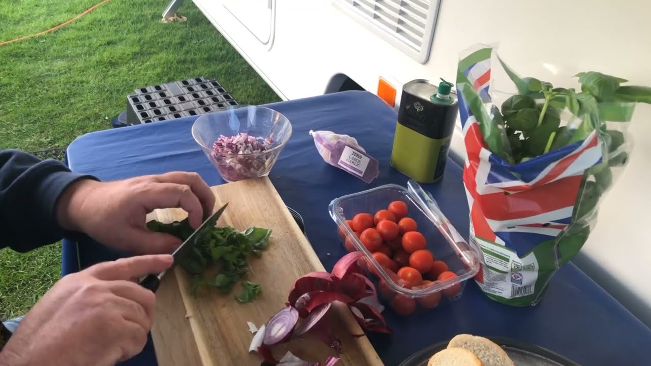 Bruschetta cooked on the Cadac Safari Chef 2. OMG Mediterranean on a Campsite.