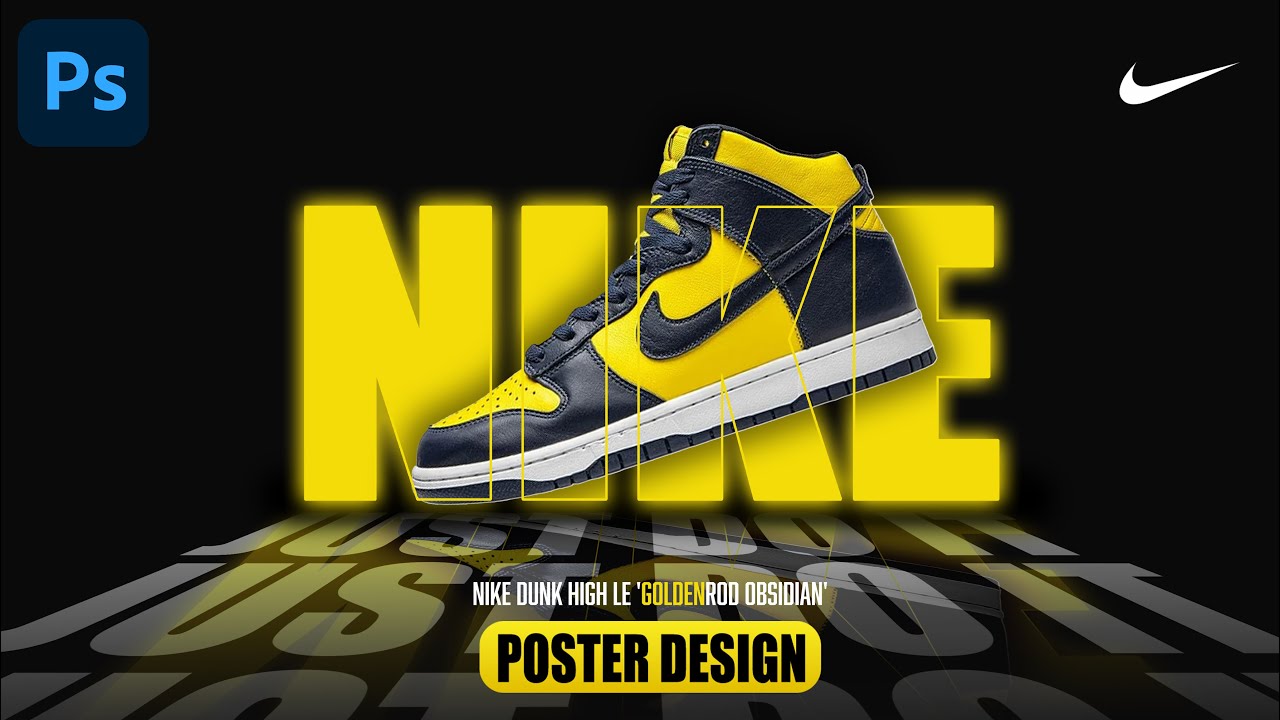 Дизайн постера Nike в Photoshop | Эффект контурного текста