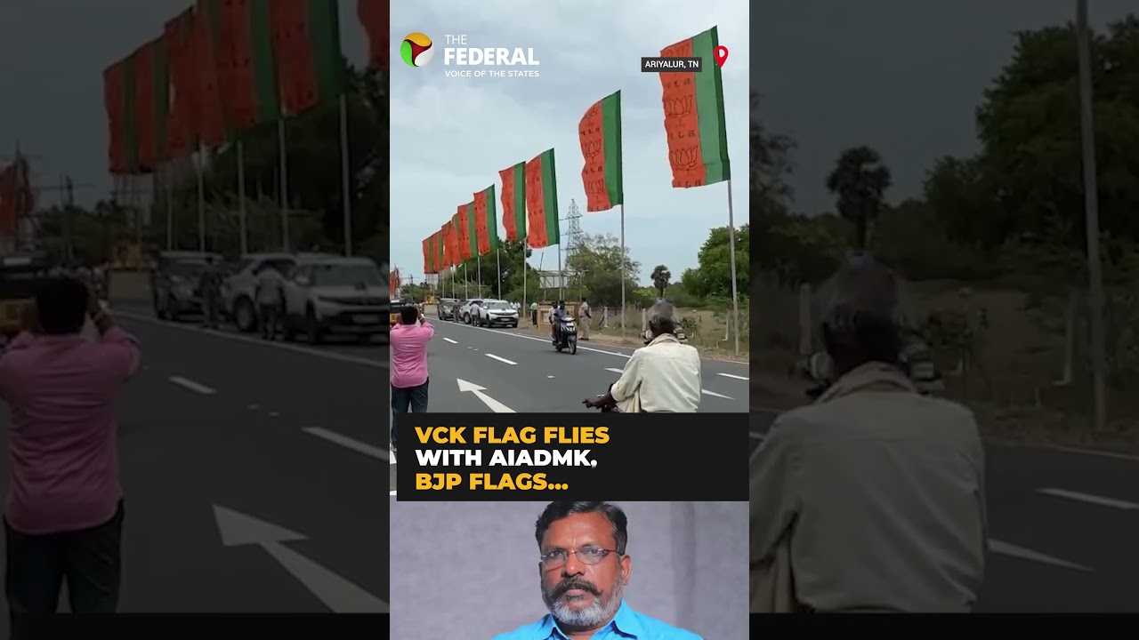 VCK flag flies alongside BJP&rsquo;s and AIADMK&rsquo;s ahead of Modi&rsquo;s visit