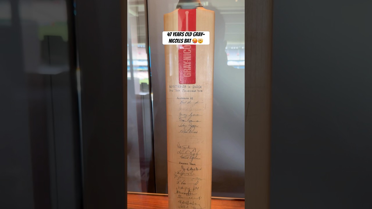 47 years old Gray-Nicolls bat🤯 Signed by Australian&Indian team players in 1977-78 #cricket #shorts