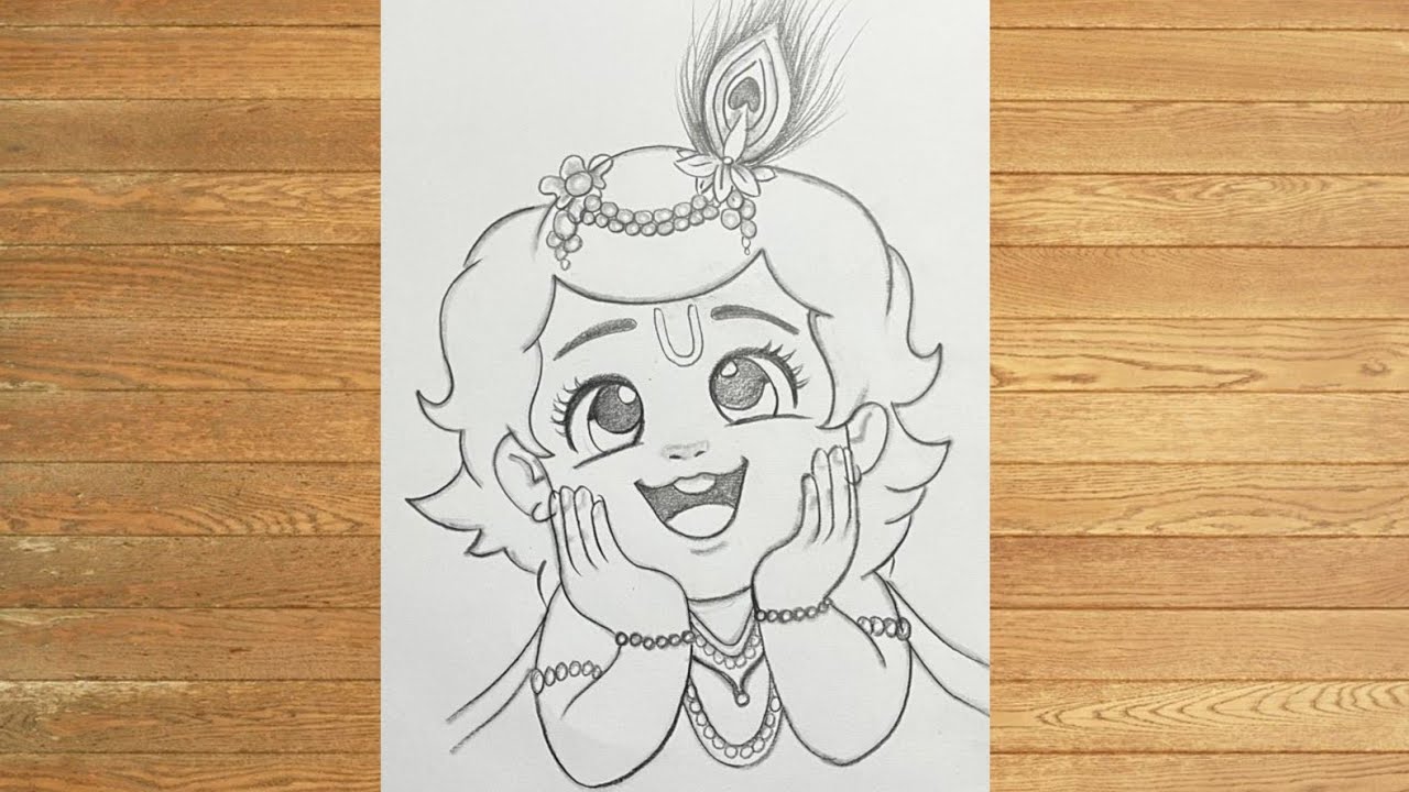 How To Make Easy Krishna Drawing | Krishna Bhagwan Drawing | chitra