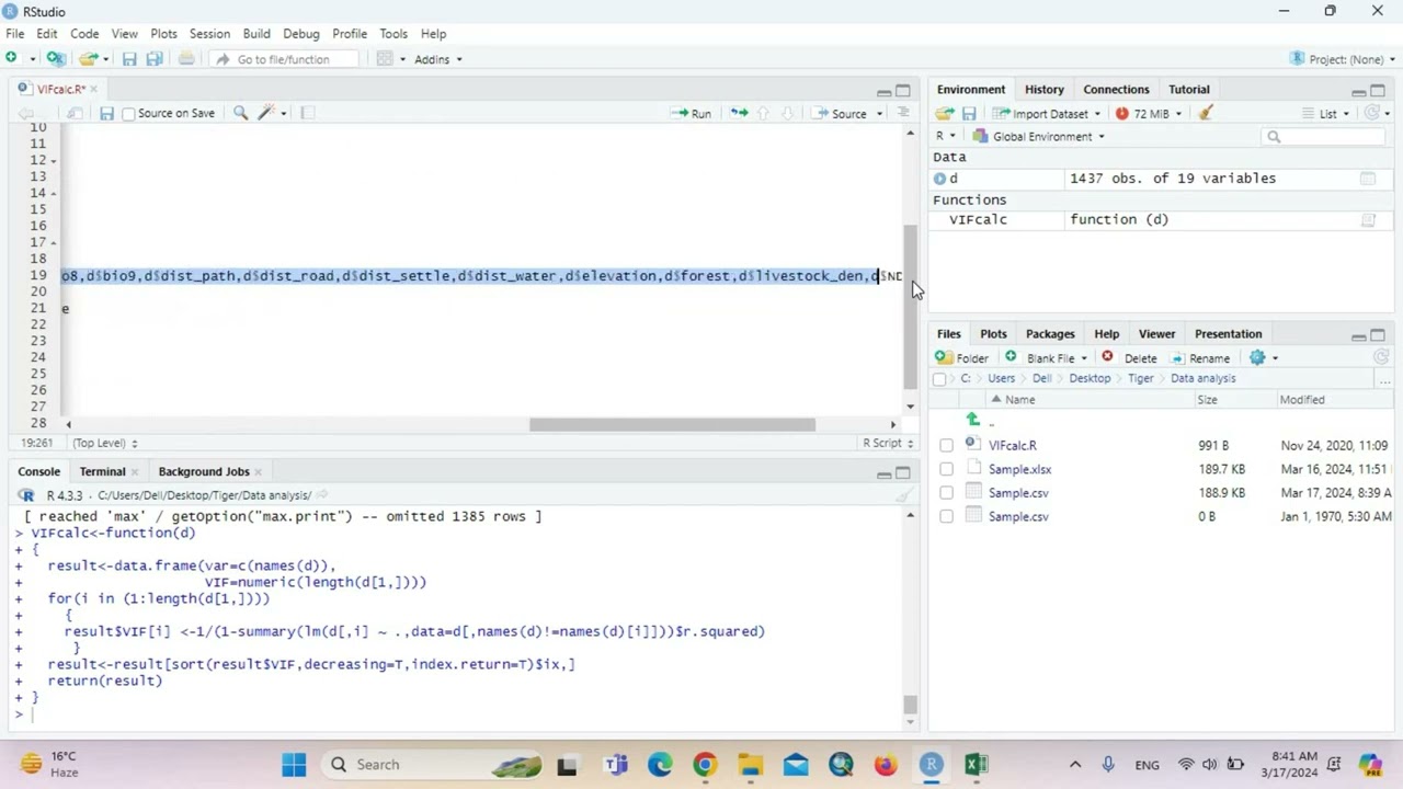 How to calculate the VIF in R to remove the highly correlated variables before the modelling