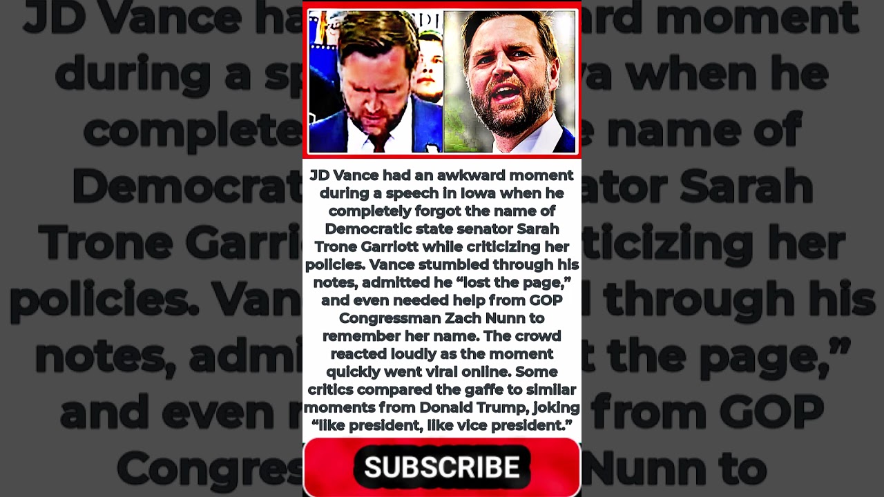 JD Vance Goes Blank In Attack On Democrat During Iowa Speech