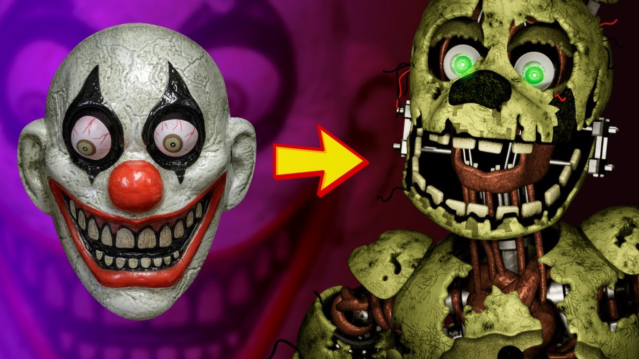 CUSTOM MASK | Creating a SPRINGTRAP Inspired FNAF Mask from a Random Clown Mask!