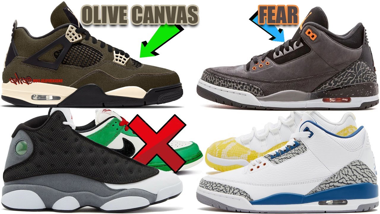 AIR JORDAN 4 OLIVE CANVAS + JORDAN 3 FEAR 2023, AJ 13 BLACK FLINT, TRAVIS SCOTT AJ 1 OLIVE + MORE