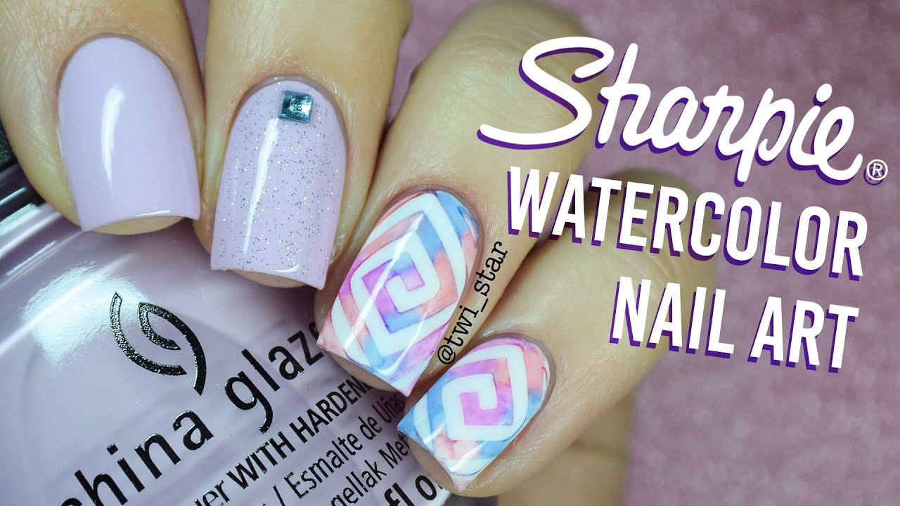 Sharpie Spring Watercolor Nail Art || TWI_STAR