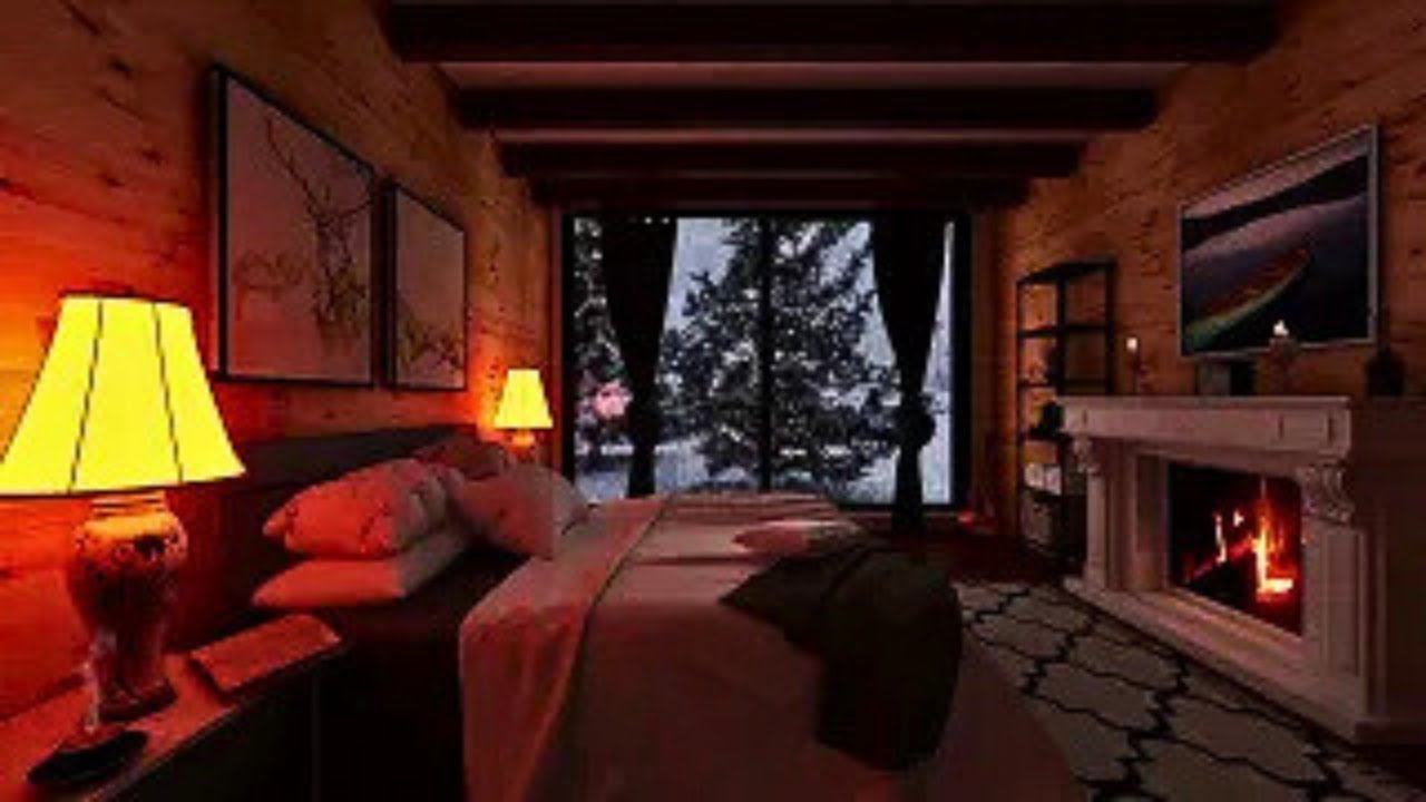 ❄ Winter Forest Cabin |🔥 Fireplace & Gentle Snowfall Sounds for Sleep