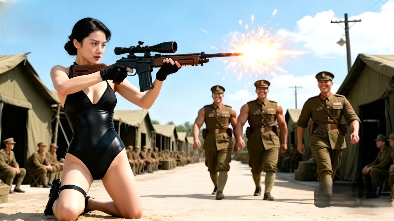 【暴爽抗战电影】美女半夜潛入日軍基地，50米遠點射擊精準爆頭1000日軍，嚇得日軍高官尿褲子！⚔️#中国电视剧 #抗战#战争#枪战#功夫