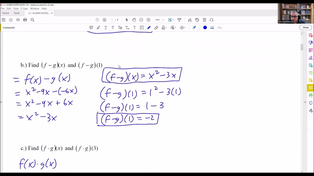 Operations of Functions with Evaluation