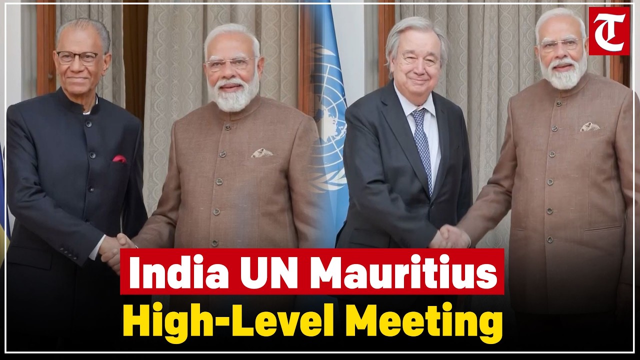 PM Modi Meets UN Chief Guterres, Mauritius PM Ramgoolam at Hyderabad House Delhi