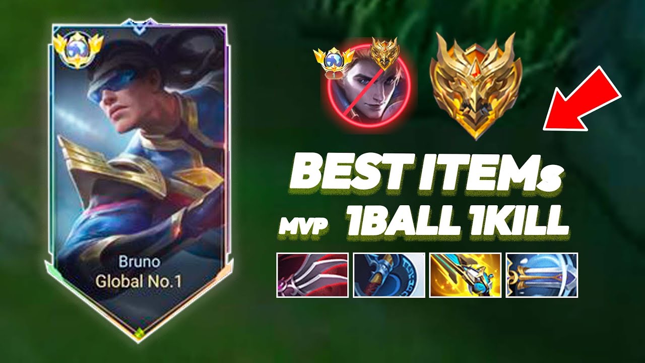 Бруно Топ, глобальный рейтинг 1Ball 1KILL, лучшие эмблемы и предметы, игровой процесс l MLBB