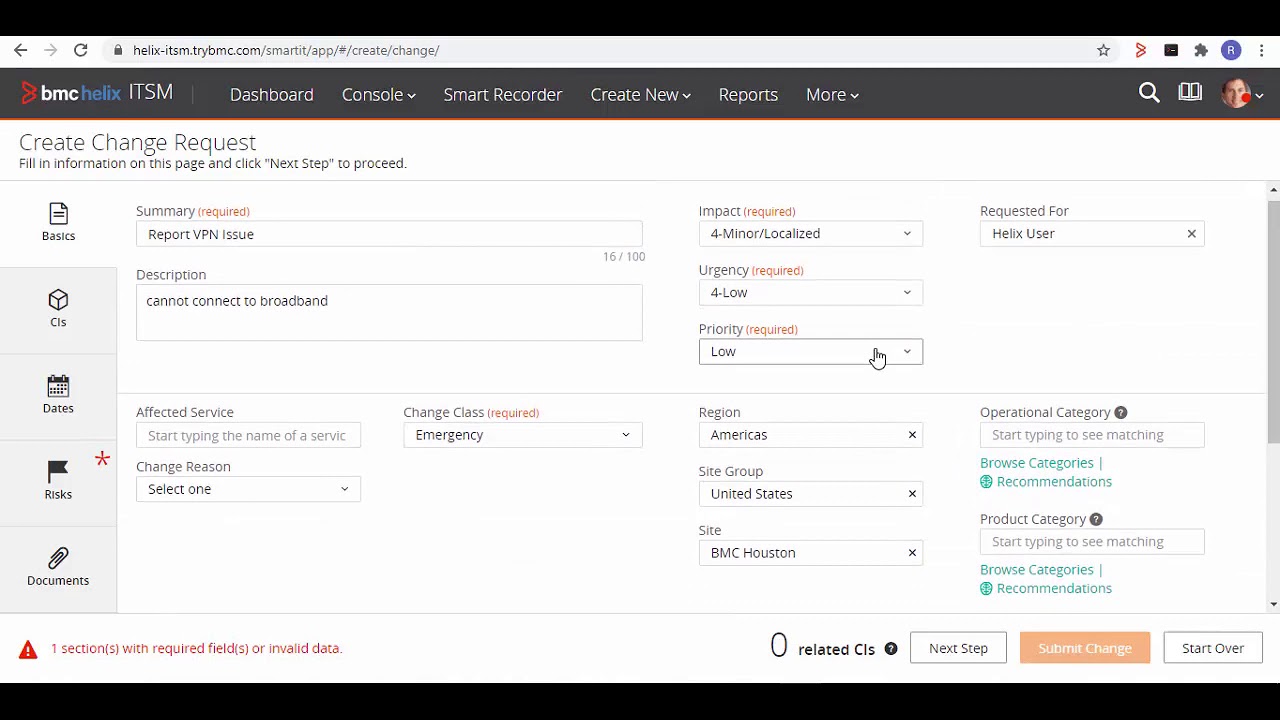 BMC Helix ITSM - Change Management