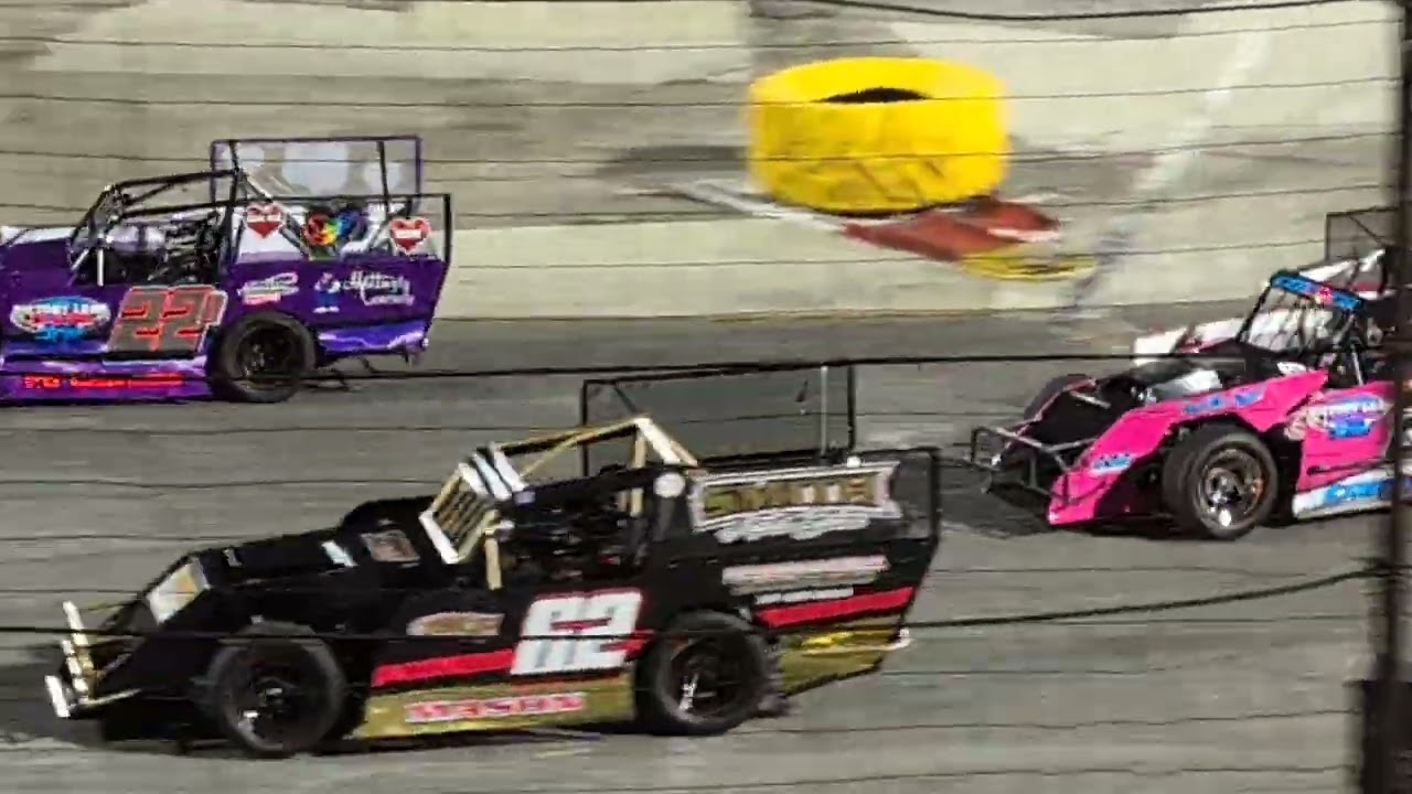 Mini Outlaw Late Model figure 8 40-lap feature race Indianapolis Speedrome 9/5/2025