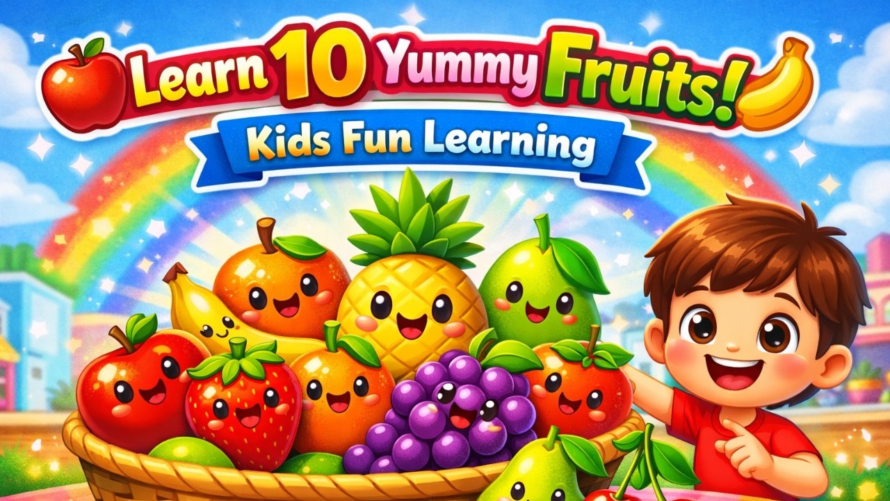 “🍎 Learn 10 Yummy Fruits for Kids! 🍌 Fun Educational Video for Toddlers”