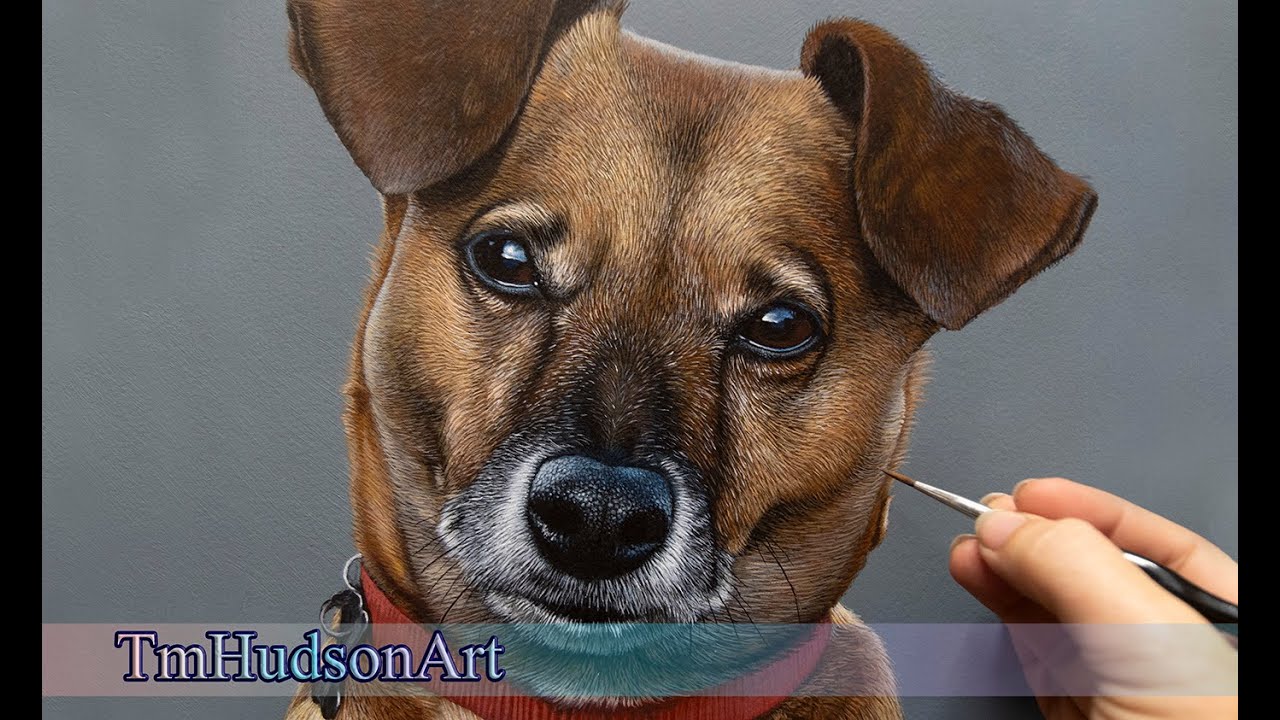 How to paint short fur in acrylics - Terrier painting tutorial