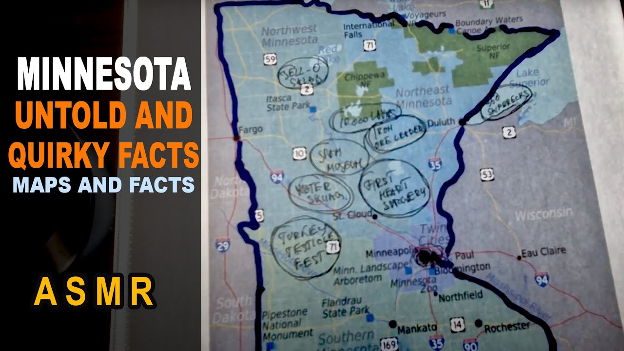 ASMR: MINNESOTA - The Untold and Quirky FACTS | Map outline with facts | ASMR maps and Facts