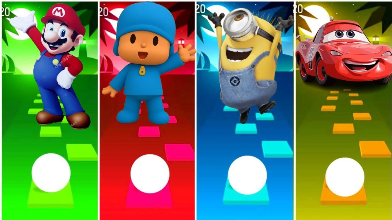Mario Bros vs Pocoyo vs Minions vs Lightning Macquince.Tilse Hope Edm rush game. 