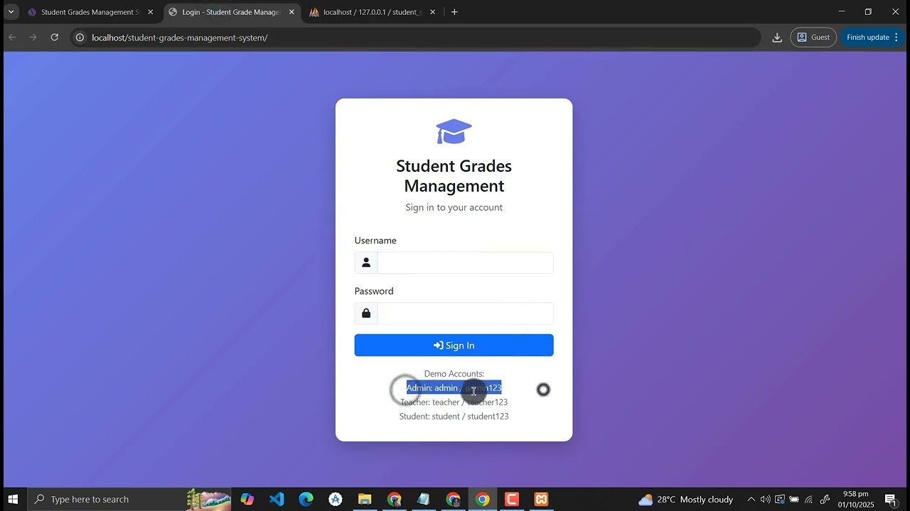 Student Grades Management System Using PHP and MySQL with Source Code