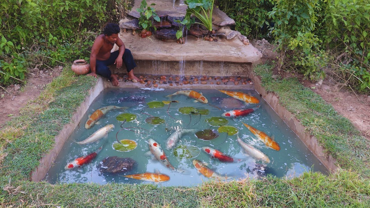 تعلم بناء شلال مياه على حوض من سمك الزينه - Build Waterfall with marvellous Fish Pool
