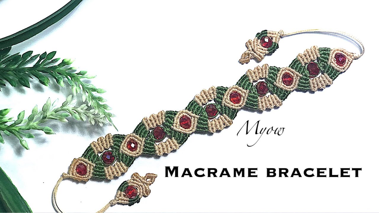 Pomegranate bracelet - macrame tutorial - Myow #90