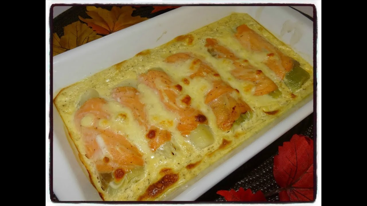 Rouleaux de poireaux au saumon et purée