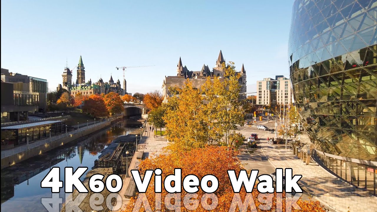 Downtown OTTAWA  Canada 4K Sunny Walk from Shaw Center to Parliament  | November 2021