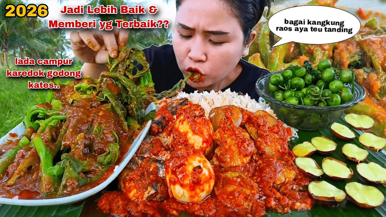 SEDERHANA HEULAH! KAREDOK DAUN PEPAYA JENGKOL TELUR SAMBAL SARDEN LALAPAN JENGKOL MENTAH LEUNCA