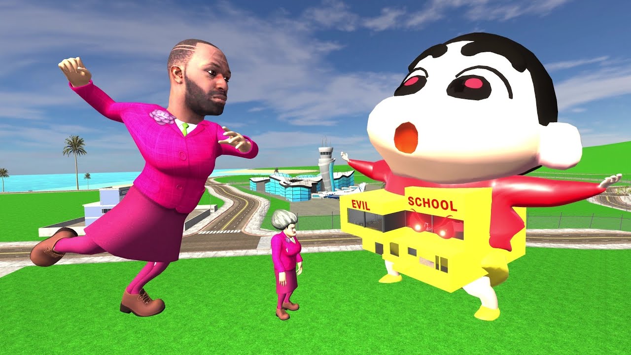 Franklin Become Miss T To Fight With Evil Shinchan School in Indian Bikes Driving 3D: