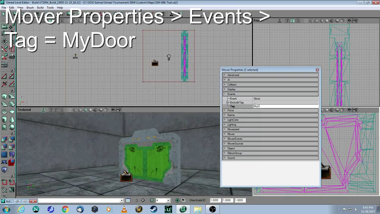 Unreal Editor 2.5 Tutorial - Basic Door and Trigger - Unreal Tournament 2004