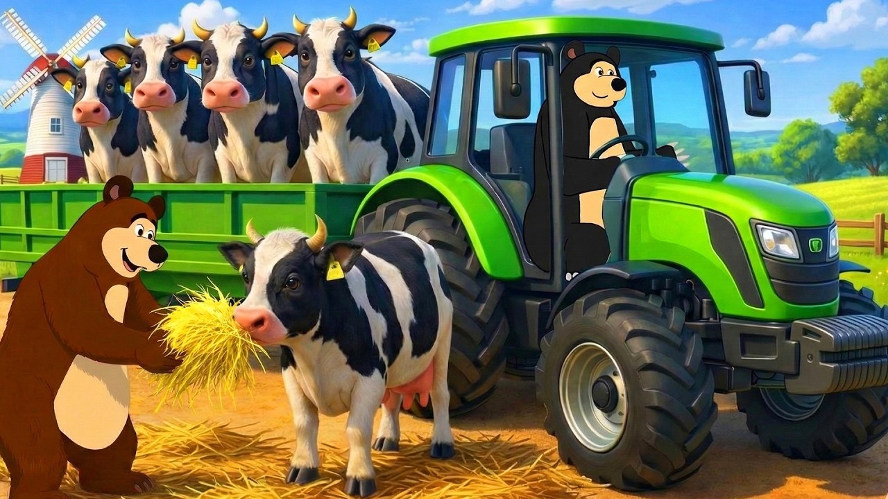 Hardworking Farmer Collecting Hay for Dairy Cows 🚜🌾 | Real Farm Animation