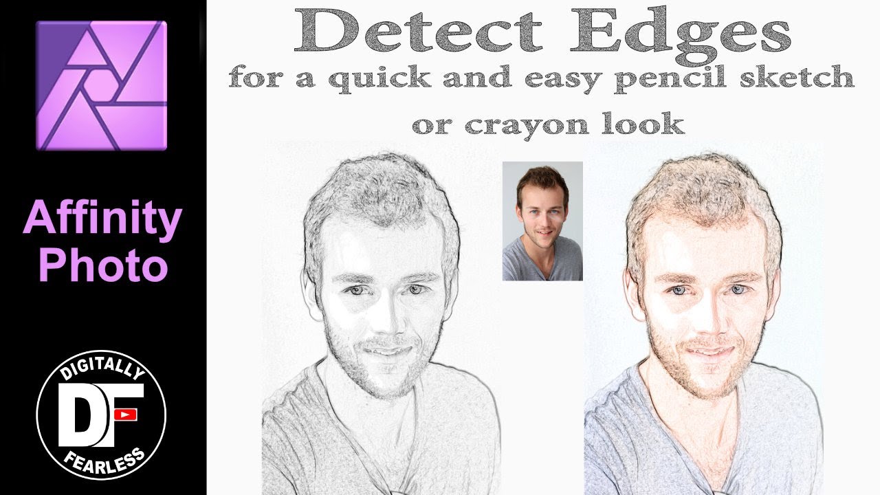 Detect Edges Affinity Photo tutorial for a quick pencil or crayon sketch