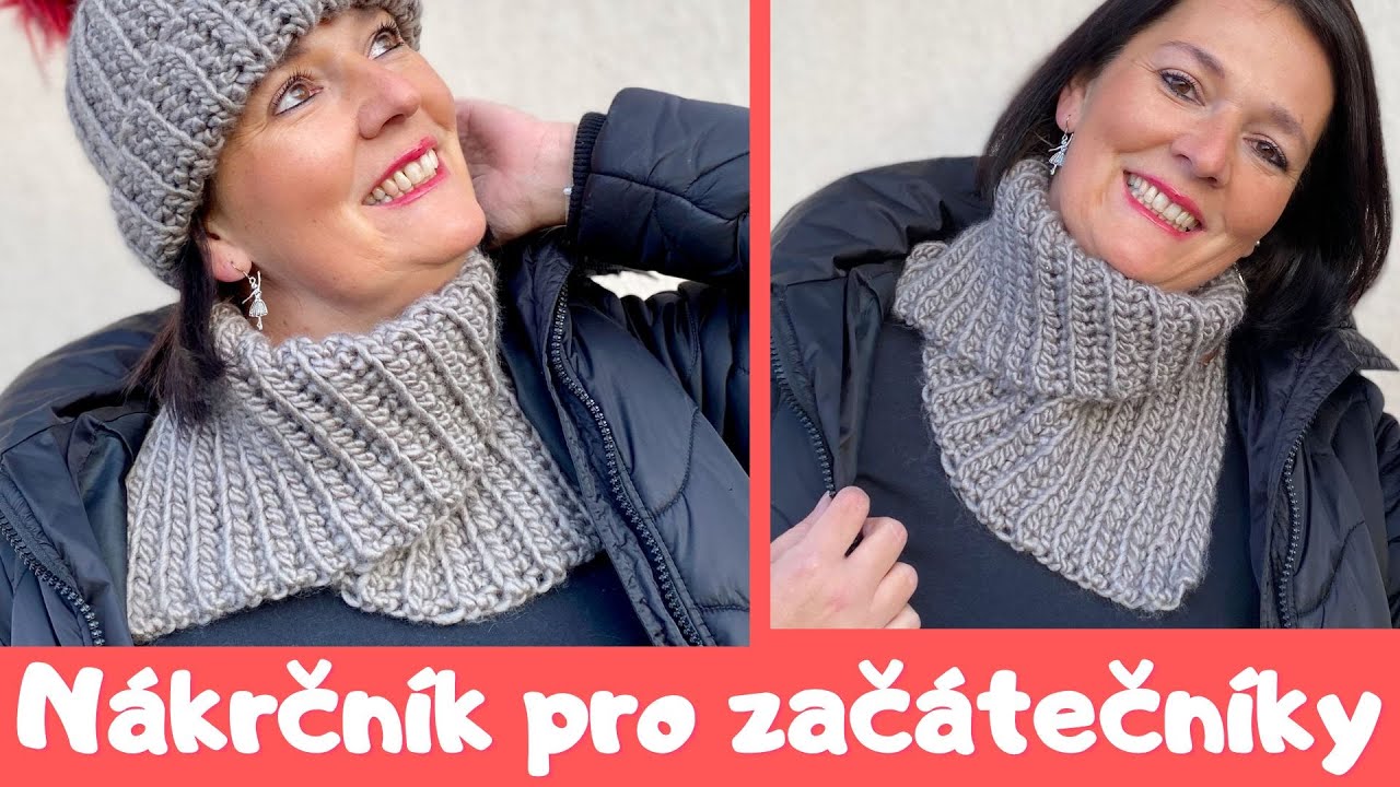 Háčkovaný ASYMETRICKÝ nákrčník pro začátečníky snadný pro všechny velikosti PSANÝ návod zdarma