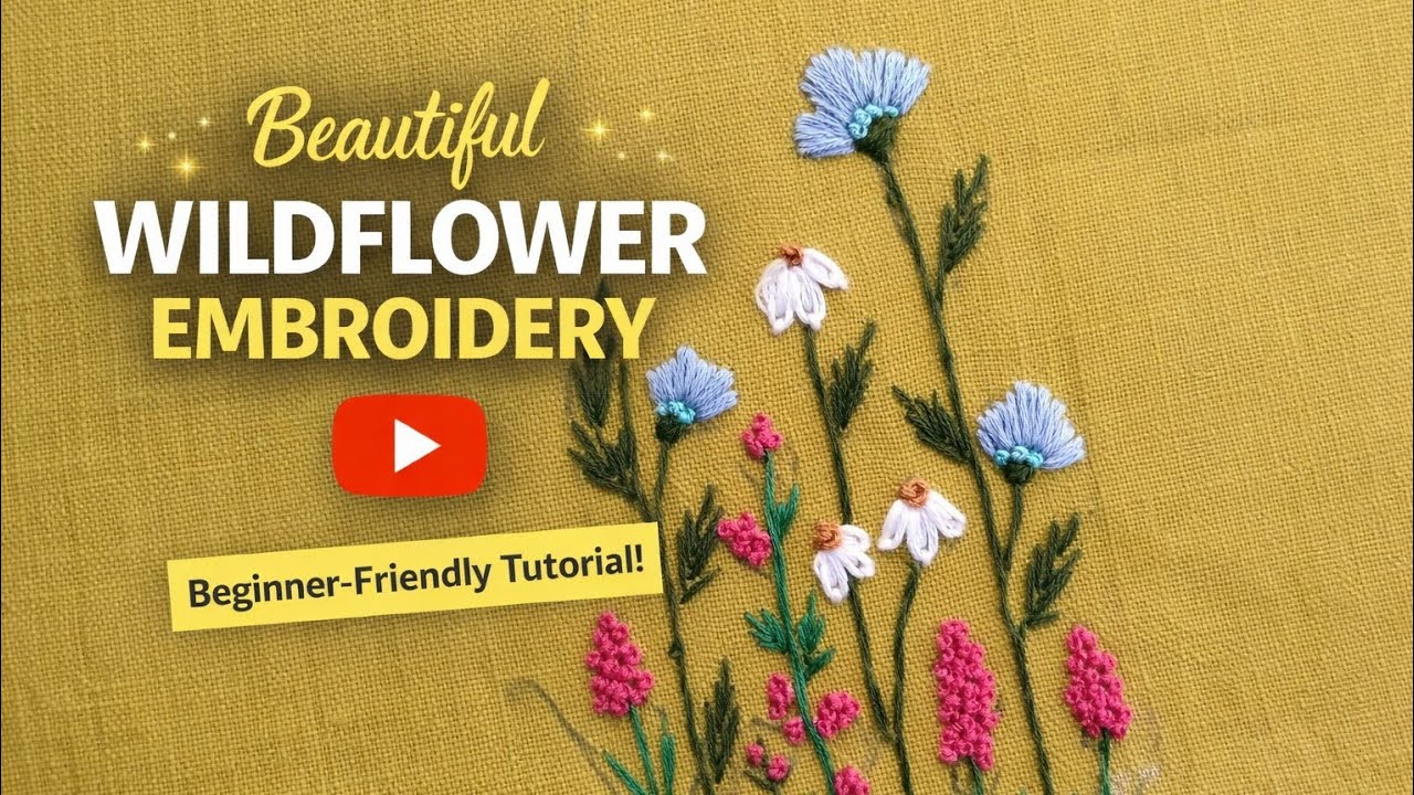 Peaceful Floral Hand Embroidery | Slow StitchingNature-Inspired Wildflower Embroidery 🌿
