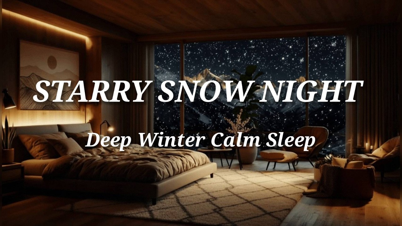 Deep Sleep Music – Snowfall Mountain Bedroom 🌙 Winter Night Ambience